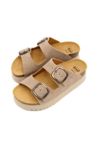 Mules doubles brides à plateformes beige SCHOLL | Marine