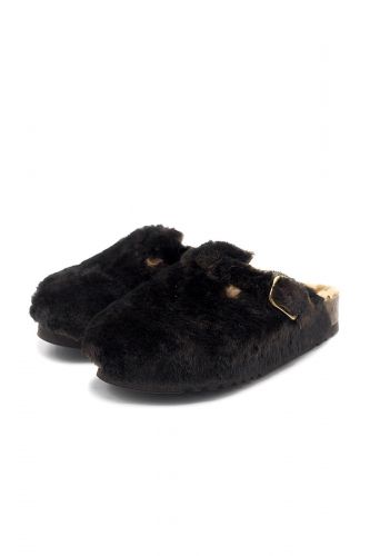 Sabot poils doux chocolat SCHOLL | Marine