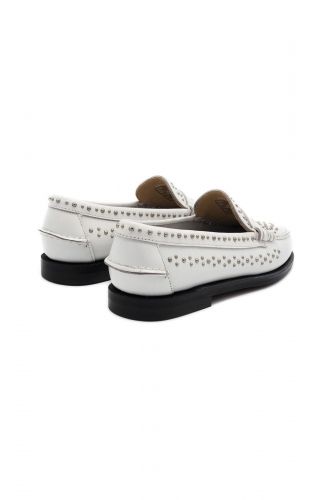 Sebago mocassin Blanc femmes (Mocassin College Style petits clous seme - 7811 Moc College blanc) - Marine | Much more than shoes