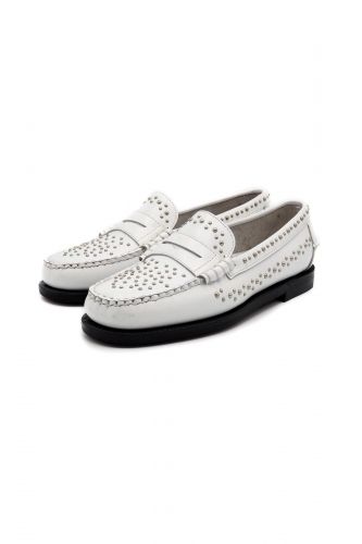Sebago mocassin Blanc femmes (Mocassin College Style petits clous seme - 7811 Moc College blanc) - Marine | Much more than shoes