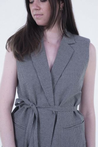 Blazer sans manches à carreaux SEE U SOON | Marine