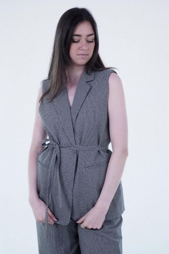 Blazer sans manches à carreaux SEE U SOON | Marine