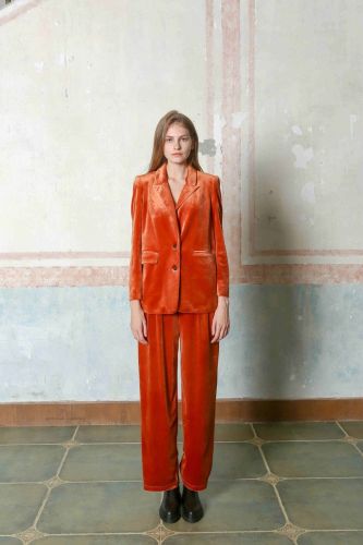 See U Soon blazer Orange femmes (blazer velours - 24251185 mandarine) - Marine | Much more than shoes