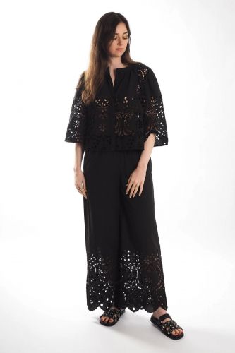 Blouse ajourée avec broderies SEE U SOON | Marine