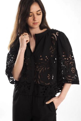 Blouse ajourée avec broderies SEE U SOON | Marine
