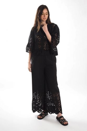 Blouse ajourée avec broderies SEE U SOON | Marine