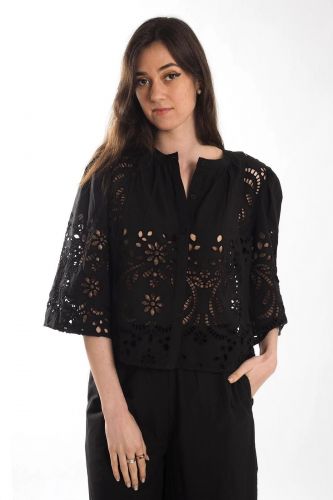 Blouse ajourée avec broderies SEE U SOON | Marine