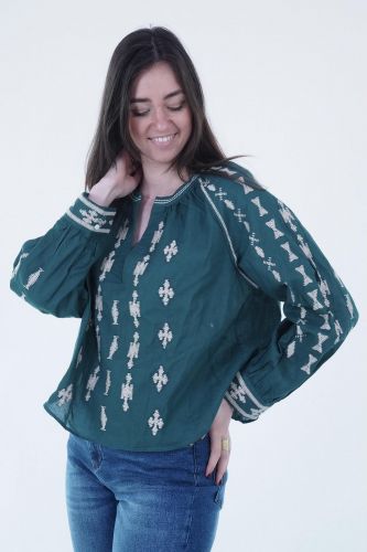 Blouse bohème verte SEE U SOON | Marine