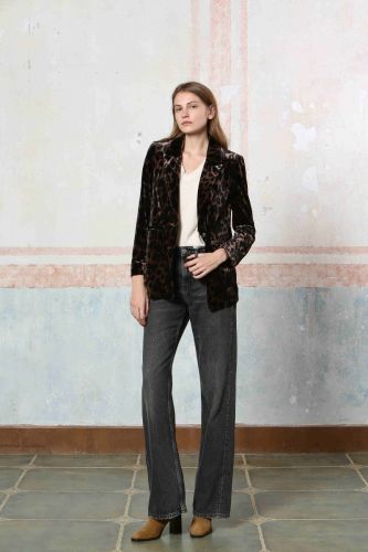 See U Soon blazer Léo femmes (leopard blazer - 24251217 velours lisse) - Marine | Much more than shoes