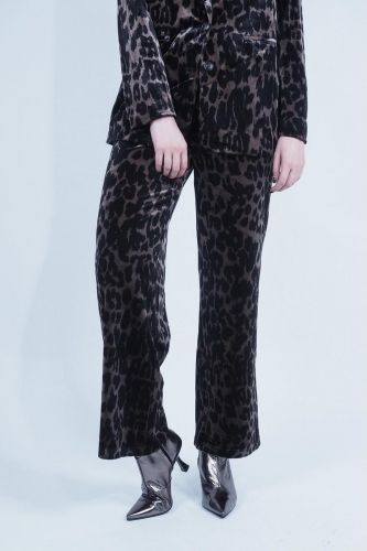 See U Soon pantalon Léo femmes (leopard pantalon - 24242226 velours lisse) - Marine | Much more than shoes