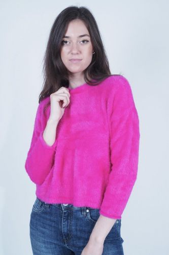 Pull en maille rose fluo SEE U SOON | Marine