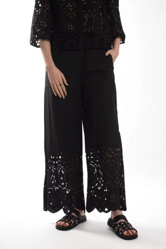 Pantalon ajouré avec broderies SEE U SOON | Marine