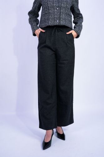 Pantalon gris chiné avec élastique à la taille SEE U SOON | Marine