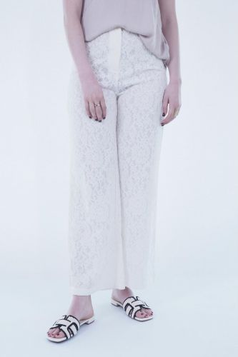 Pantalon en dentelle écru SEE U SOON | Marine