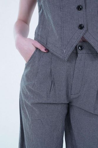 Pantalon à carreaux gris & noir SEE U SOON | Marine