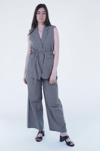 Pantalon à carreaux gris & noir SEE U SOON | Marine