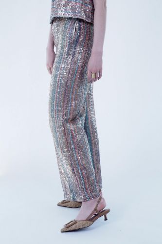 Pantalon en sequins multicolores SEE U SOON | Marine