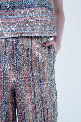 Pantalon en sequins multicolores SEE U SOON | Marine