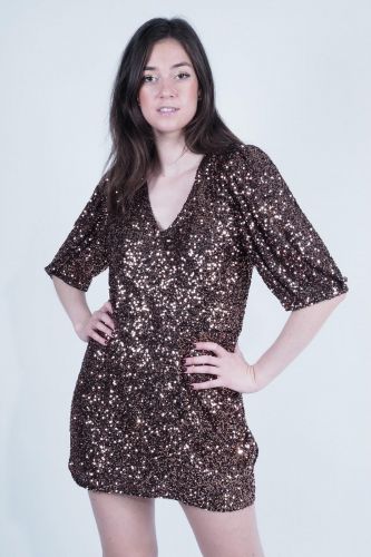 See U Soon robe Cuivre femmes (sequins coffee - 24221187 robe sequins) - Marine | Much more than shoes