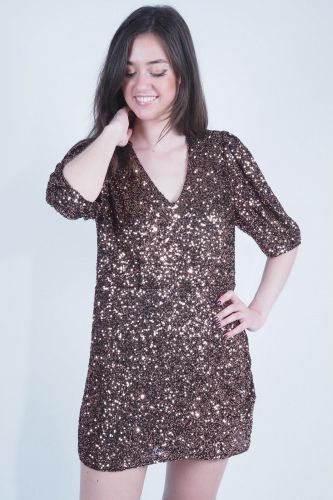 See U Soon robe Cuivre femmes (sequins coffee - 24221187 robe sequins) - Marine | Much more than shoes