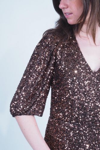 See U Soon robe Cuivre femmes (sequins coffee - 24221187 robe sequins) - Marine | Much more than shoes