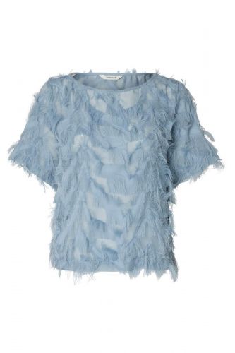 Blouse à plumes bleu ciel SELECTED | Marine