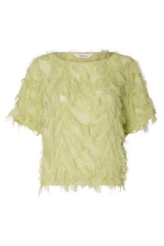 Blouse à plumes verte SELECTED | Marine