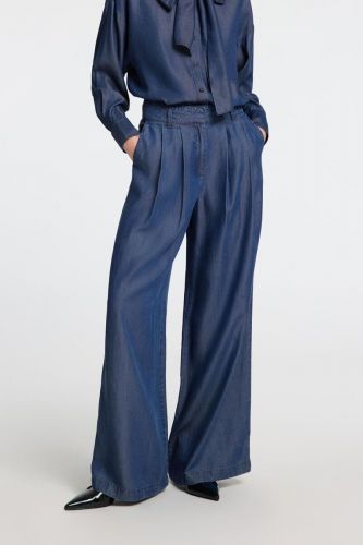 Pantalon chambray bleu SELECTED | Marine