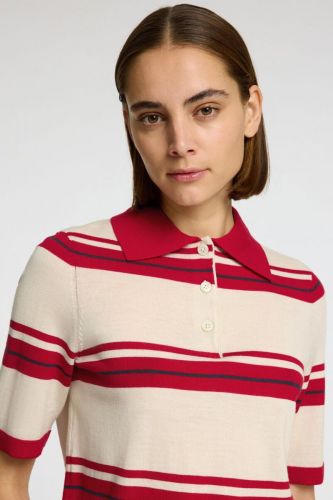 Polo en maille ligné SELECTED | Marine