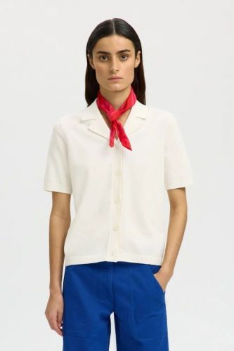Selected Femme polo Ecru femmes (Polo uni logo dos - AMOUR ) - Marine | Much more than shoes