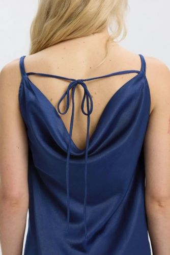 Robe bleu nuit col benitier SELECTED | Marine