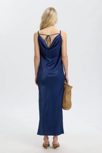 Robe bleu nuit col benitier SELECTED | Marine