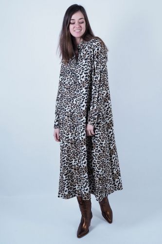 Longue robe léopard SELECTED | Marine