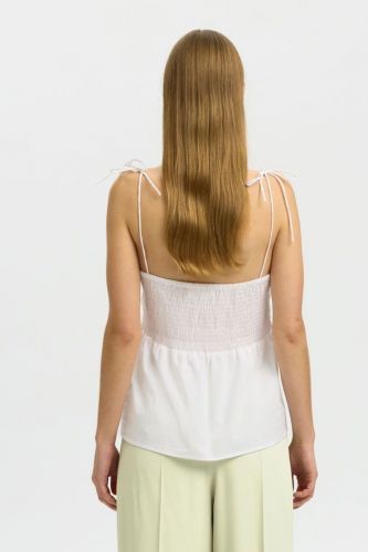 Top blanc froncé sur le devant SELECTED | Marine