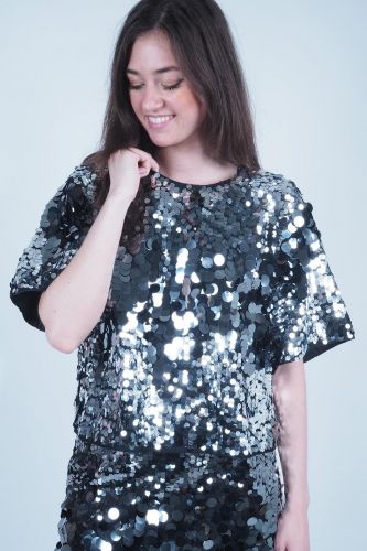 Blouse à sequins gris SELECTED | Marine