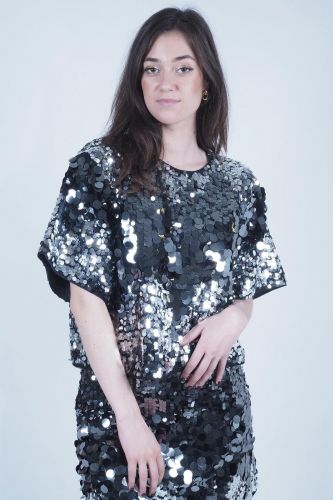 Blouse à sequins gris SELECTED | Marine