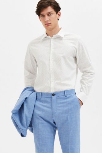 Chemise blanche mini motifs bleus SELECTED | Marine