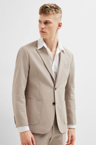 Blazer en seersucker beige SELECTED | Marine