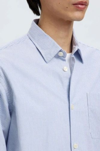 Selected  Homme chemise Blanc hommes (Chemise blanche lignée ciel et blanc - JIM blanc/ciel) - Marine | Much more than shoes