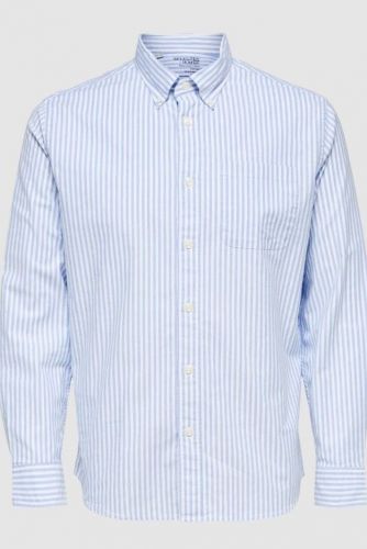 Selected  Homme chemise Ciel hommes (Chemise bleu ciel lignée droite col bout - RICK skyway) - Marine | Much more than shoes