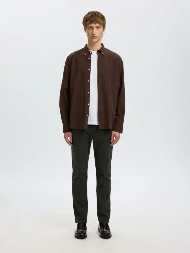 Chemise légère en flanelle marron SELECTED | Marine