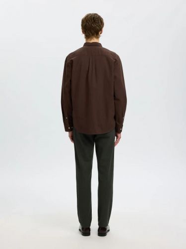 Chemise légère en flanelle marron SELECTED | Marine