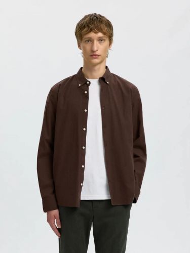 Chemise légère en flanelle marron SELECTED | Marine