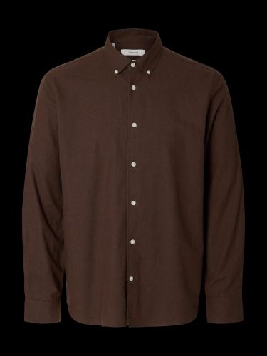Chemise légère en flanelle marron SELECTED | Marine
