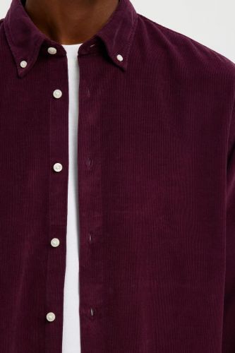 Chemise en velours côtelé cassis SELECTED | Marine