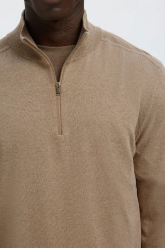 Selected  Homme pull Camel hommes (Demi zip Savannah Tan camel clair - BERG demi zip savannah tan) - Marine | Much more than shoes