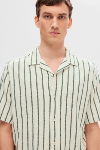 Chemise à lignes vert & blanc SELECTED | Marine