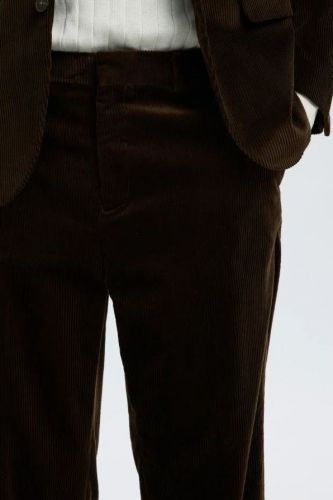 Selected  Homme pantalon Brun hommes (pantalon droit velours cotelé brun 100%  - DUCA pant choco) - Marine | Much more than shoes