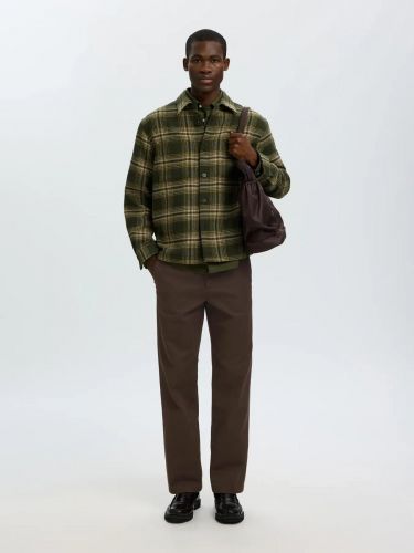 Pantalon droit en velours marron SELECTED | Marine