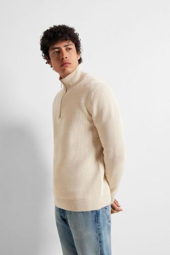 Pull demi-zip beige SELECTED | Marine